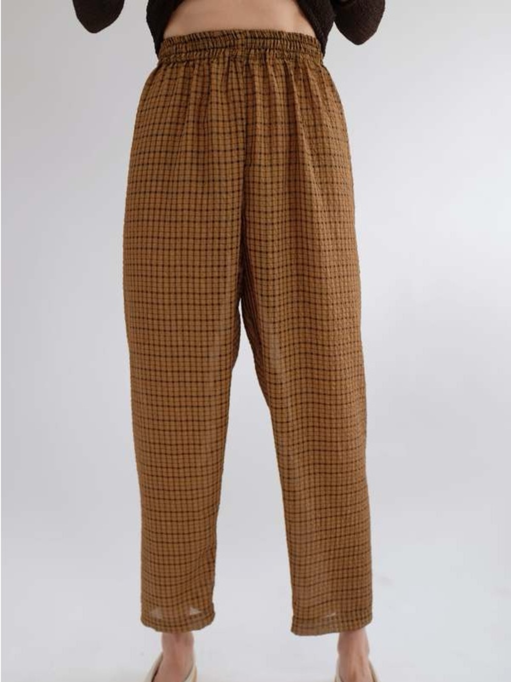 Beklina Basic Pant Plaid Brown Black Medium/Large